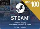 Steam Wallet Card USD 100 (US Store Works in USA Only)