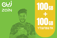 Zain Internet Recharge Card 100GB + 125GB YT&FB&TK For 3 Months