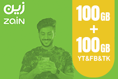 Zain Internet Recharge Card 100GB + 100GB YT&FB&TK For 3 Months