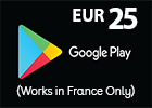 جوجل بلاي 25 يورو (المتجر الفرنسى تعمل داخل فرنسا فقط)
