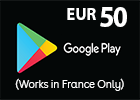 جوجل بلاي 50 يورو (المتجر الفرنسى تعمل داخل فرنسا فقط)